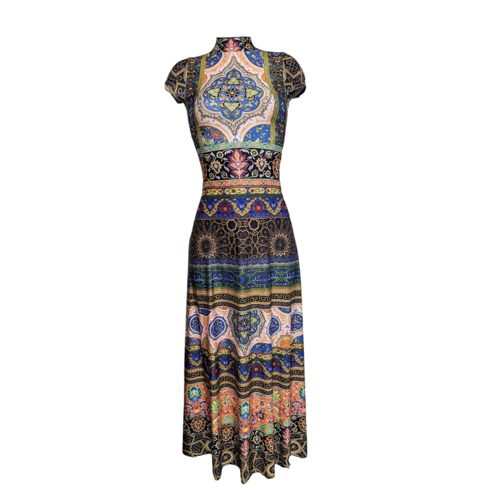 BLACKMILK PERSIA HIGH NECK CAP SLEEVE MAXI DRESS - LIMITED